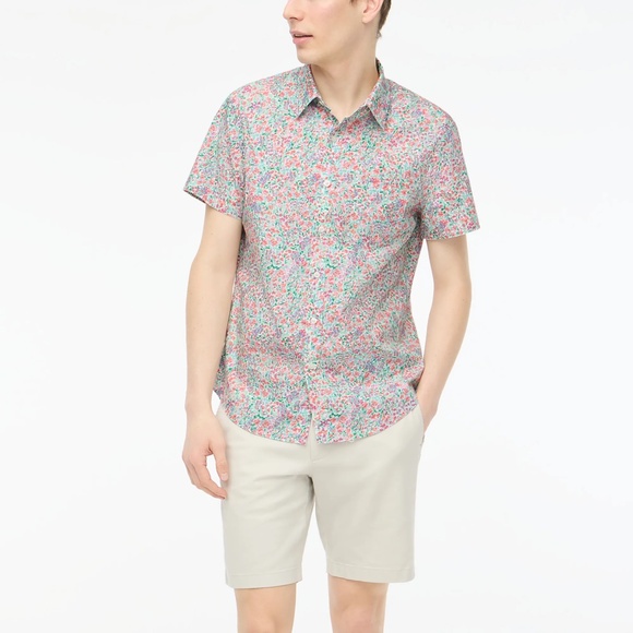 JCREW Size L Short-Sleeve Printed Flex Casual Shirt Floral Multi $89 BL165 - Picture 6 of 7